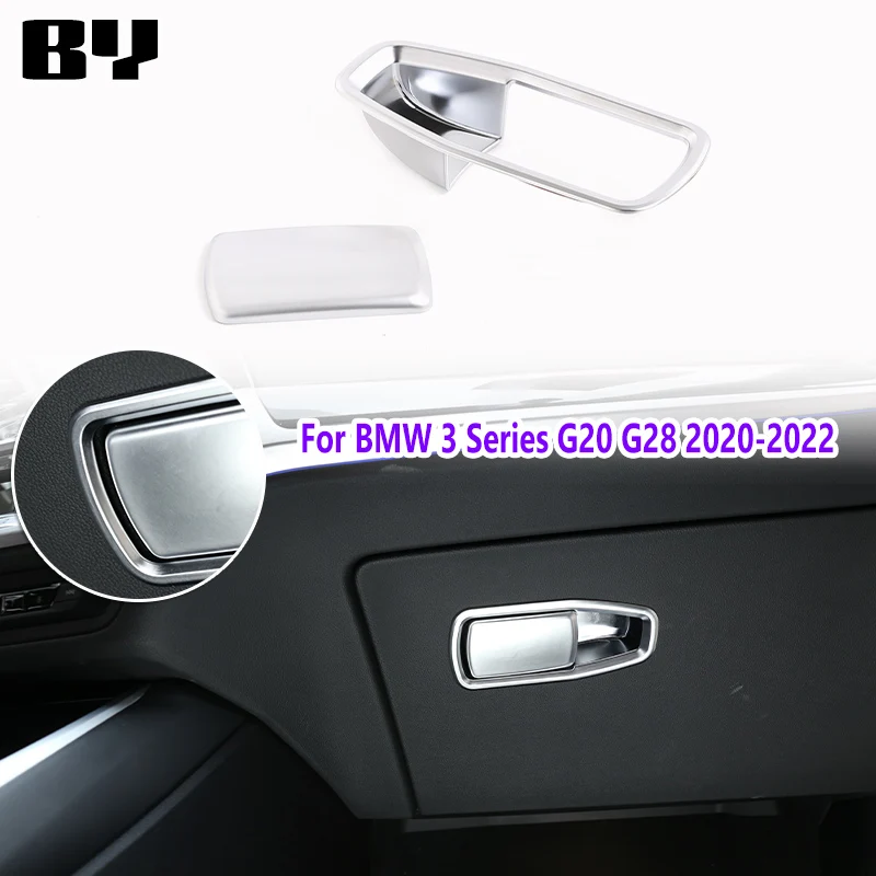 For BMW 3 Series G20 G28 2020-2022 ABS Chrome Co-pilot Passenger Glove Box Storage Box Handle Trim Cover Sticker Accessories