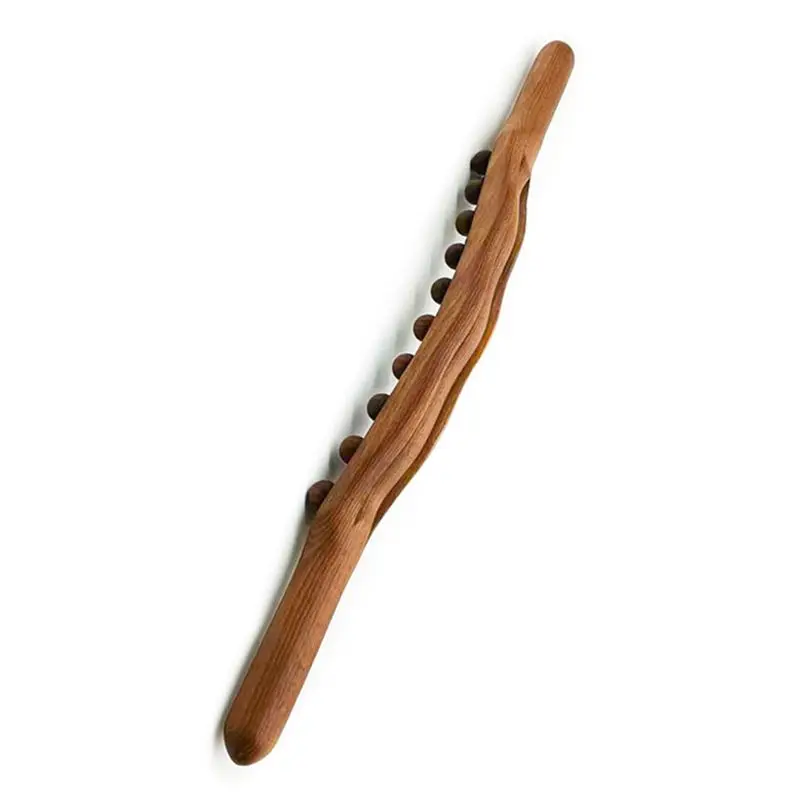 20 Beads Guasha Scraping Stick Wooden Massage Tools Relieve Sore Muscles Body Meridian Wand For Back Waist-A00E