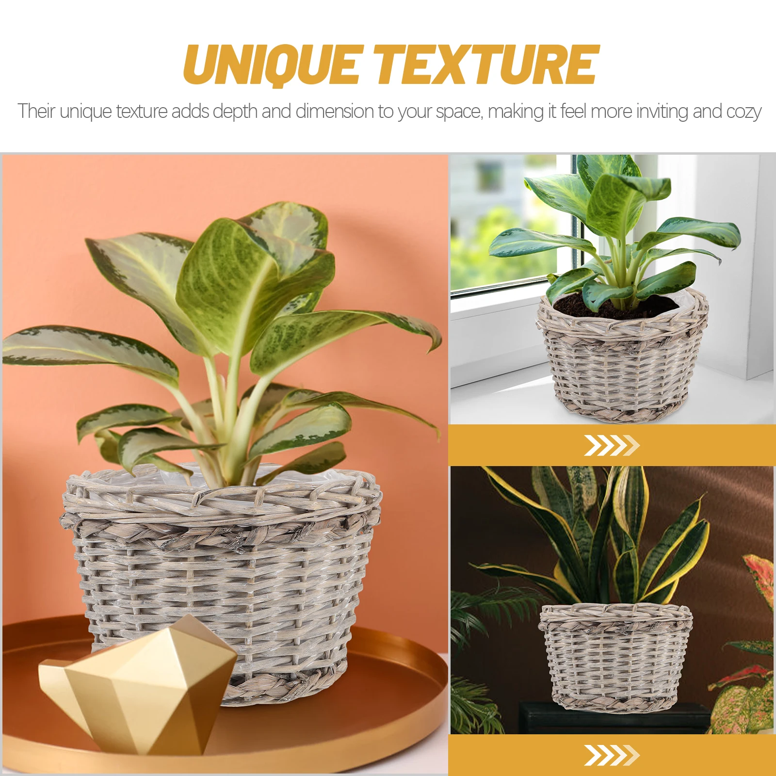

Woven Flower Plant Basket Storage ganizer Indoor Decor Natural Lightweight Planter Baskets For Plants Woven Planter Front