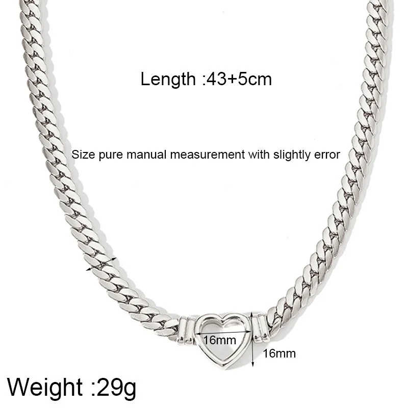 قلادة على شكل قلب فرنسي كلاسيكي من الفولاذ المقاوم للصدأ، قلادة على شكل سلسلة ثعبان مسطحة ثلاثية الأبعاد، مطلية بالذهب