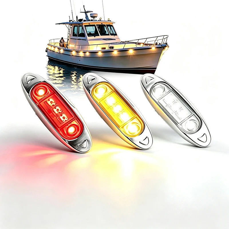 5PC/10PC 3 LED 12V 24V Side Marker Lights Oval Front Rear Clearance Indicator Lamp for Boat Truck Trailer Scania BUS Van Caravan