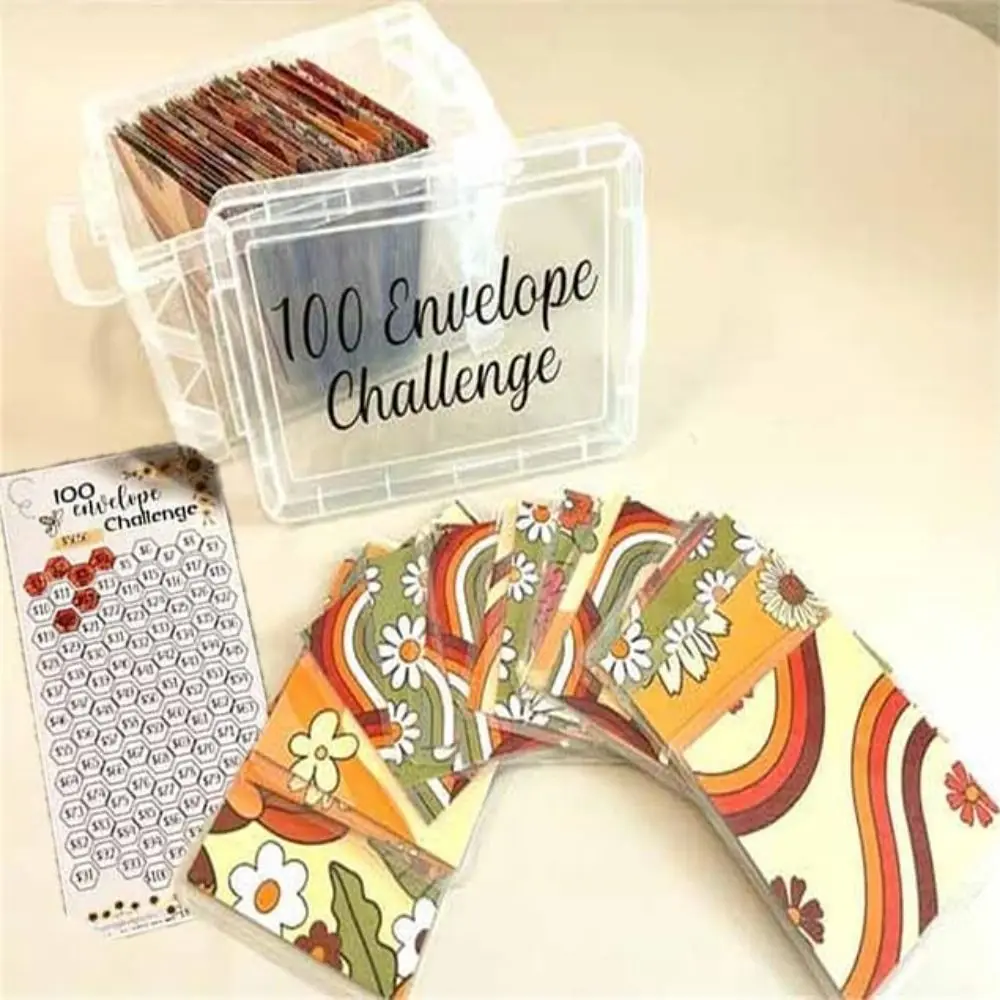 100 Envelope Challenge Box Set Savings Challenges Budget Box with Cash Envelopes for Budgeting Planner & Saving Money