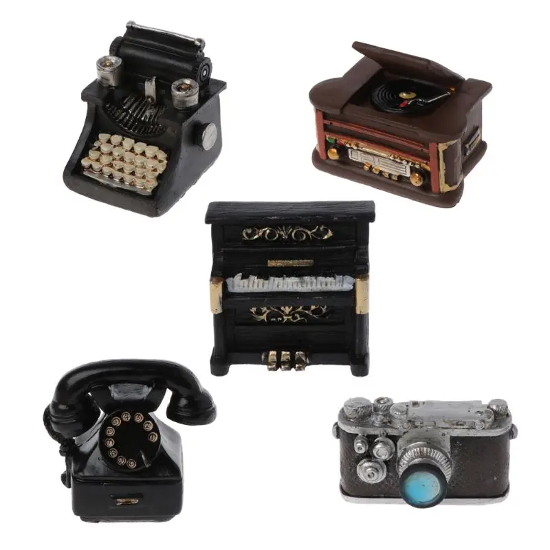 Old School Appliances Model Typewriter Amplifier Piano Telephone Camera Props Ornament Model Studio Accessories