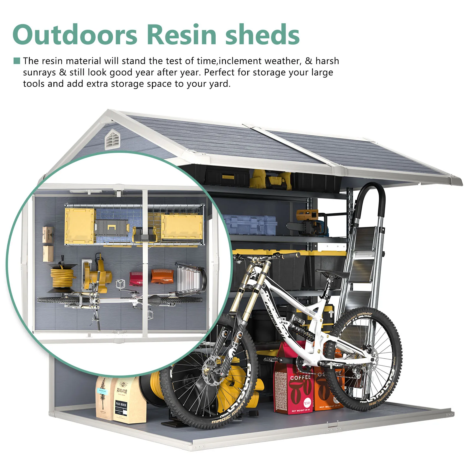 Modern Design Outdoor Log Cabin Shed for Sheep Storage Fast & Easy Installation Resin Frame Rot Proof for Garden Patio Summer