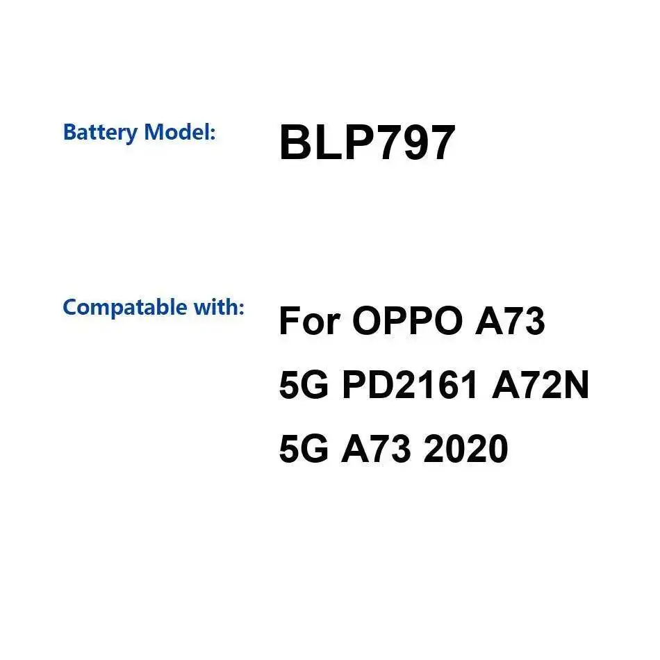 

Для Oppo A73 5G PD2161 A72N 2020 аккумулятор мобильного телефона 4040 мАч высокая производительность BLP797