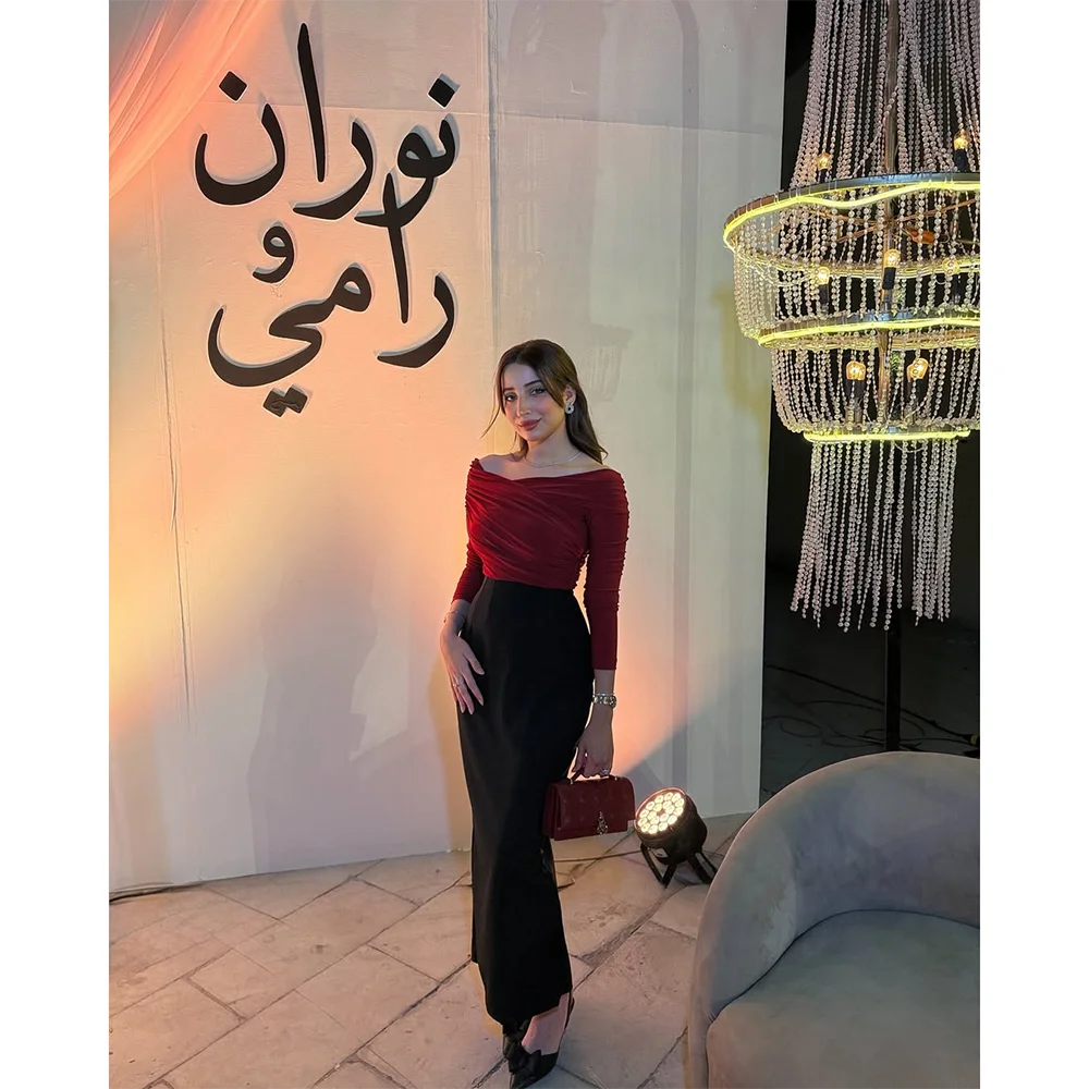 

Современное вечернее платье красное и черное с открытыми плечами контрастного цвета вечерние платья миди Русалка вечерние платья по индивидуальному заказу