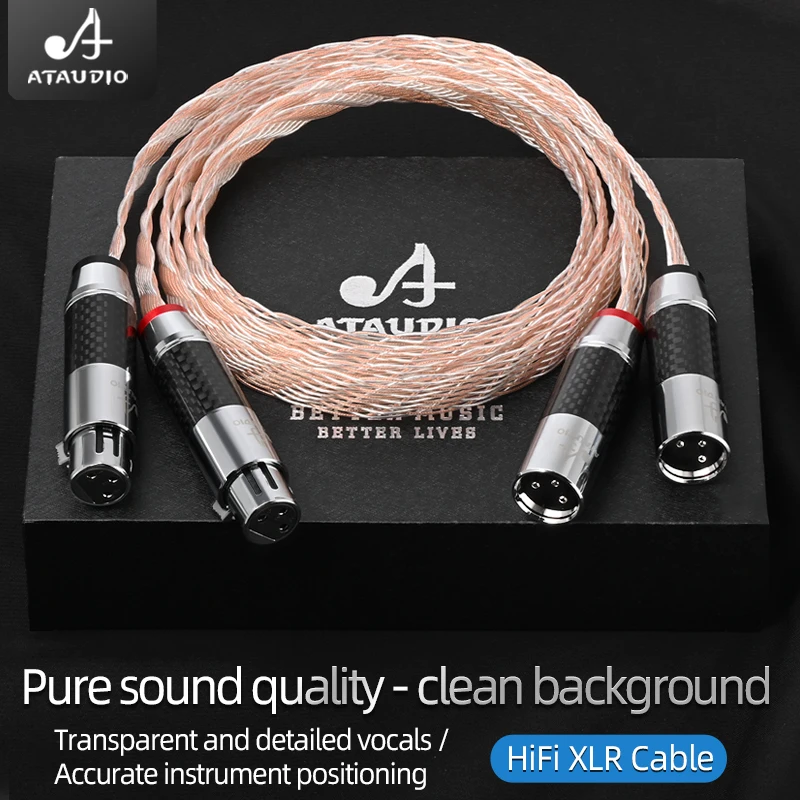 HiFi XLR Cable for Amplifier High Quality 7N OCC Mixed Monocrystalline Silver Carbon Fiber Male Jack XLR Connector Audio Cable