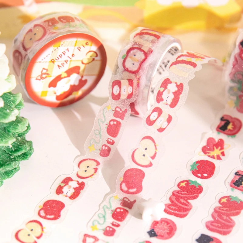 

6 style Cute Fruit Glitter Decoration Adhesive Tape Kids Handmade Material DIY Collage Scrapbooking Journal Material Stickers