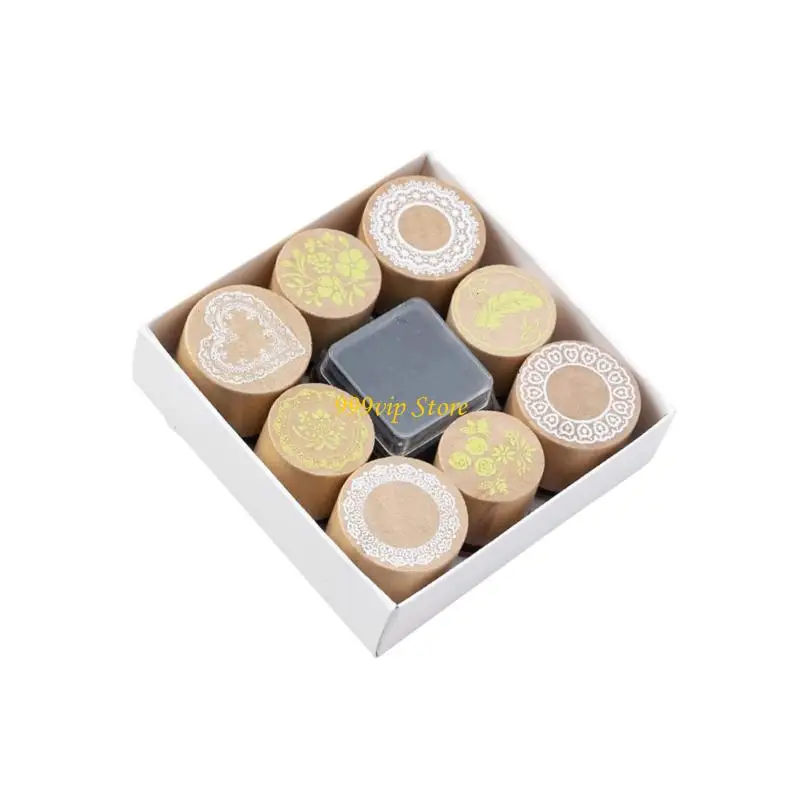 

C90C Scrapbooking Stamp Flower Stamper with Inkpad for Scrapbooking Journaling