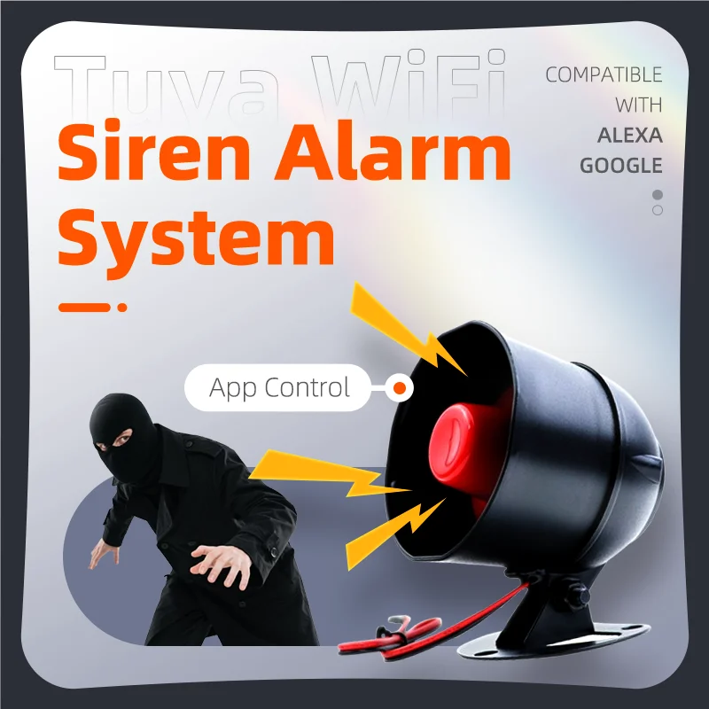 

Tuya Wireless Siren Alarm Kit – Loud Sound Alert, WiFi Smart Life Siren Compatible with Alexa Google for Home Security