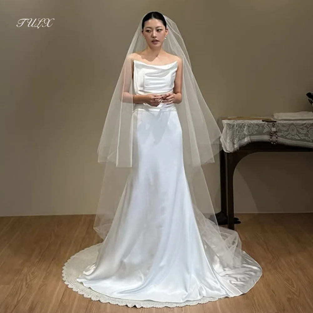 

TULX ivory Korea Wedding Dress Photo Shoot O Neck Satin Bridal Gowns Elegant Mermaid Long Corset 웨딩드레스 Customized 2025