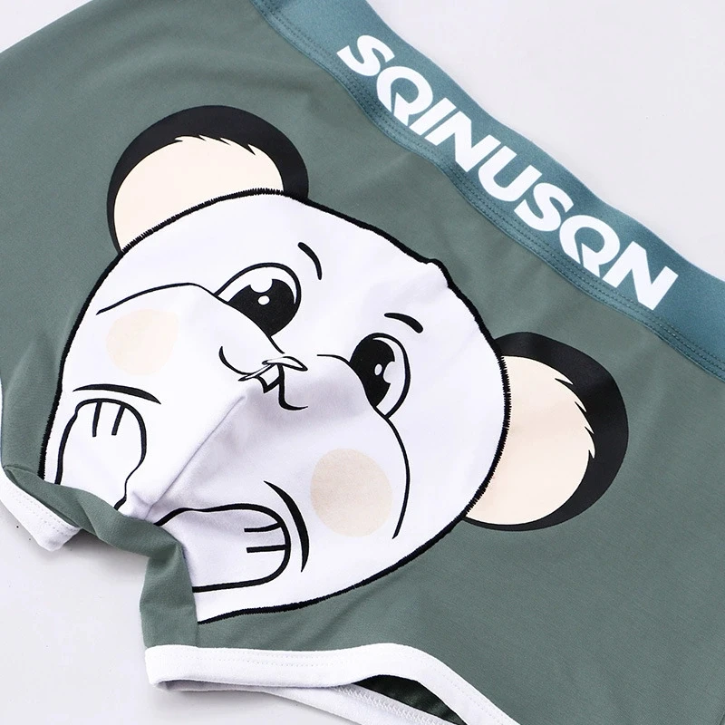 Men's M-4XL Cartoon Mouse Boxer Briefs - Soft Cotton Funny Animal Print Comfort Fit Breathable Trunks Underwear Shorts