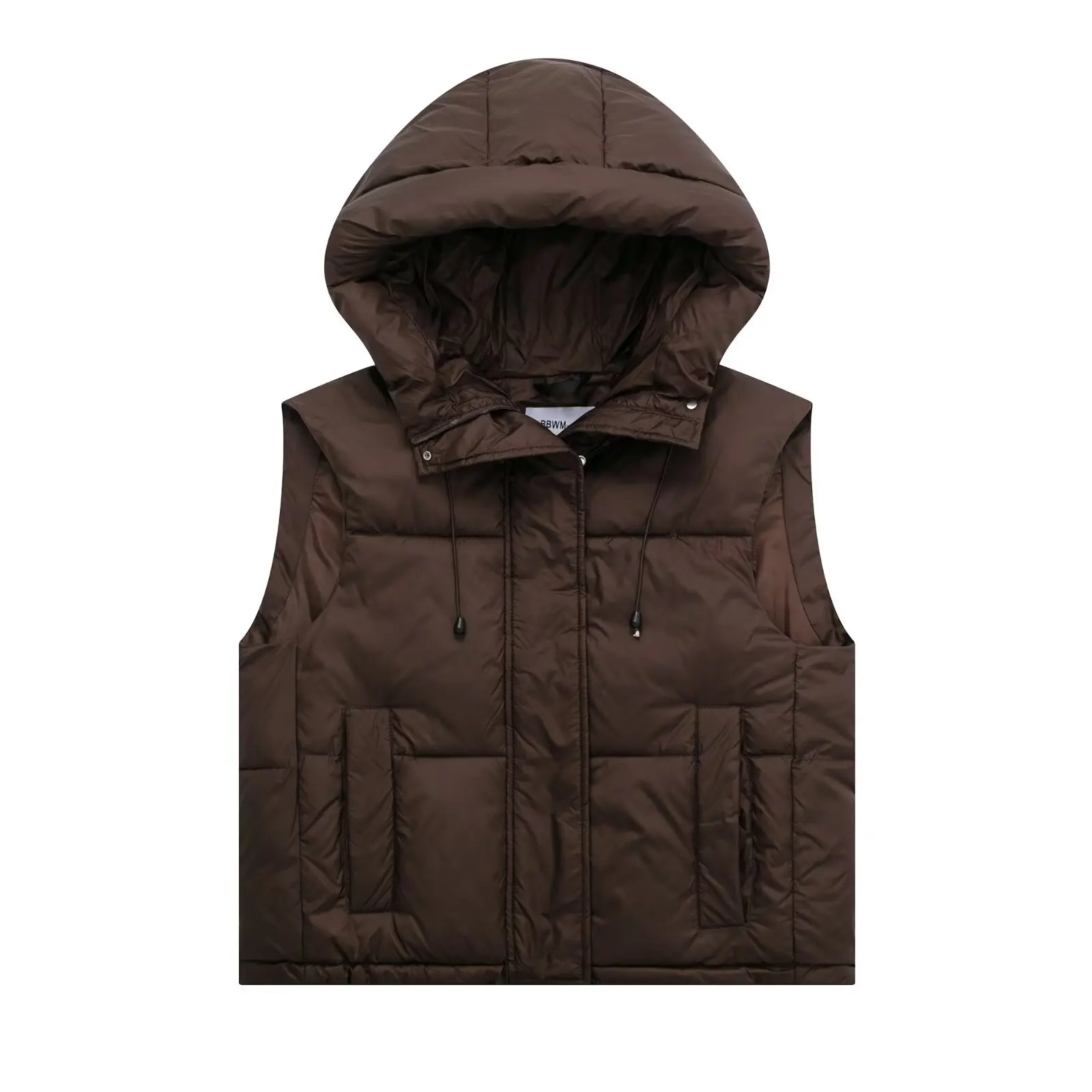 Parka con colletto con cappuccio e maniche nuove da donna invernali caldo gilet corto cappotto gilet femminile soprabito top da donna