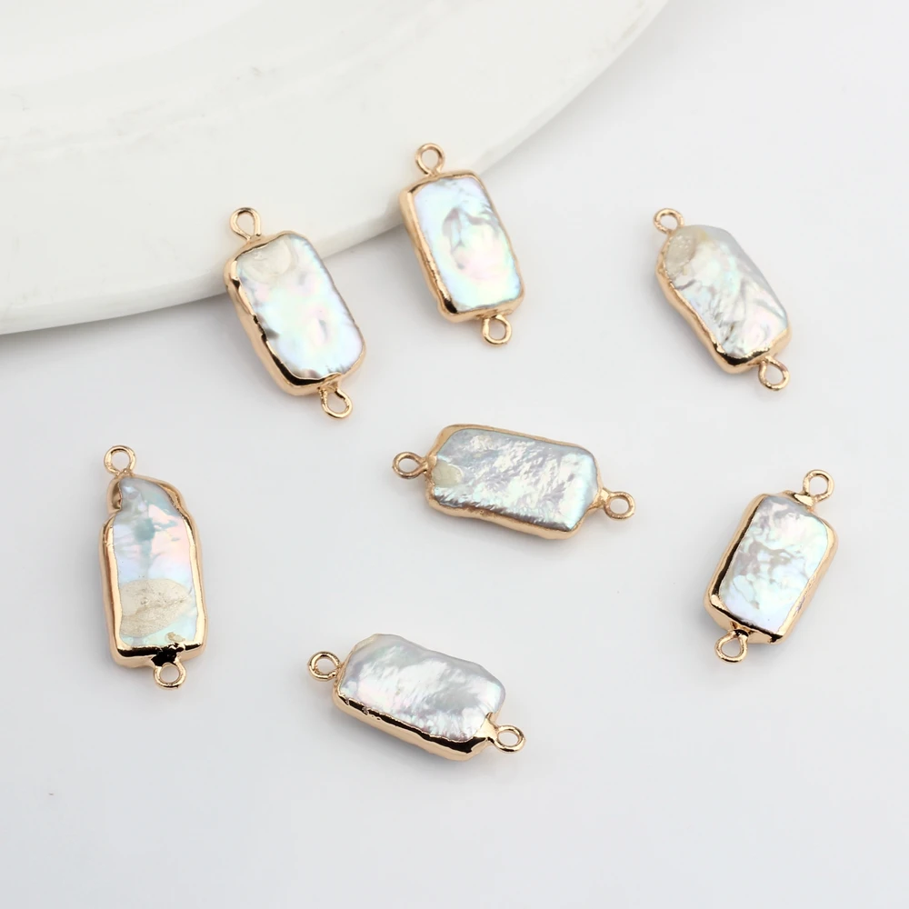 Natural Freshwater Baroque Pearl Rectangular Charms Connector 6pcs/lot For DIY Handmade Earrings Jewelry Making Accessories