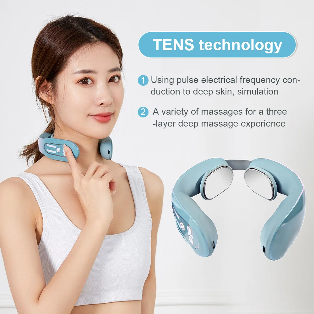 1-2pcs Electric Neck and Back Pulse Massager 2 Massage Head Shoulder Kneading And Relaxation Hot Compress Cervical Spine Machine