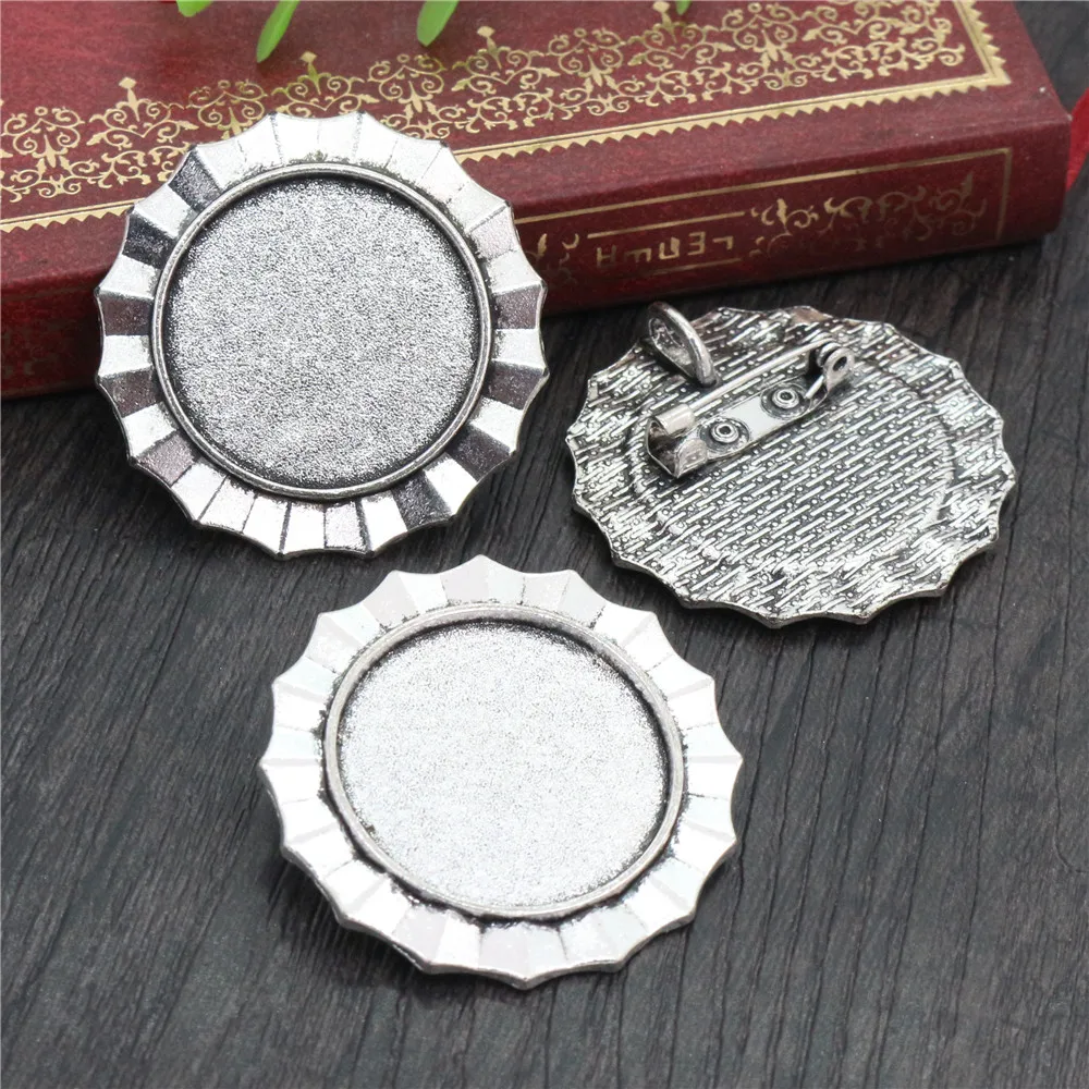 New Fashion 5pcs 25mm Inner Size Antique Silver Plated Brooch Cameo Cabochon Base Setting Charm Pendant (A5-36)