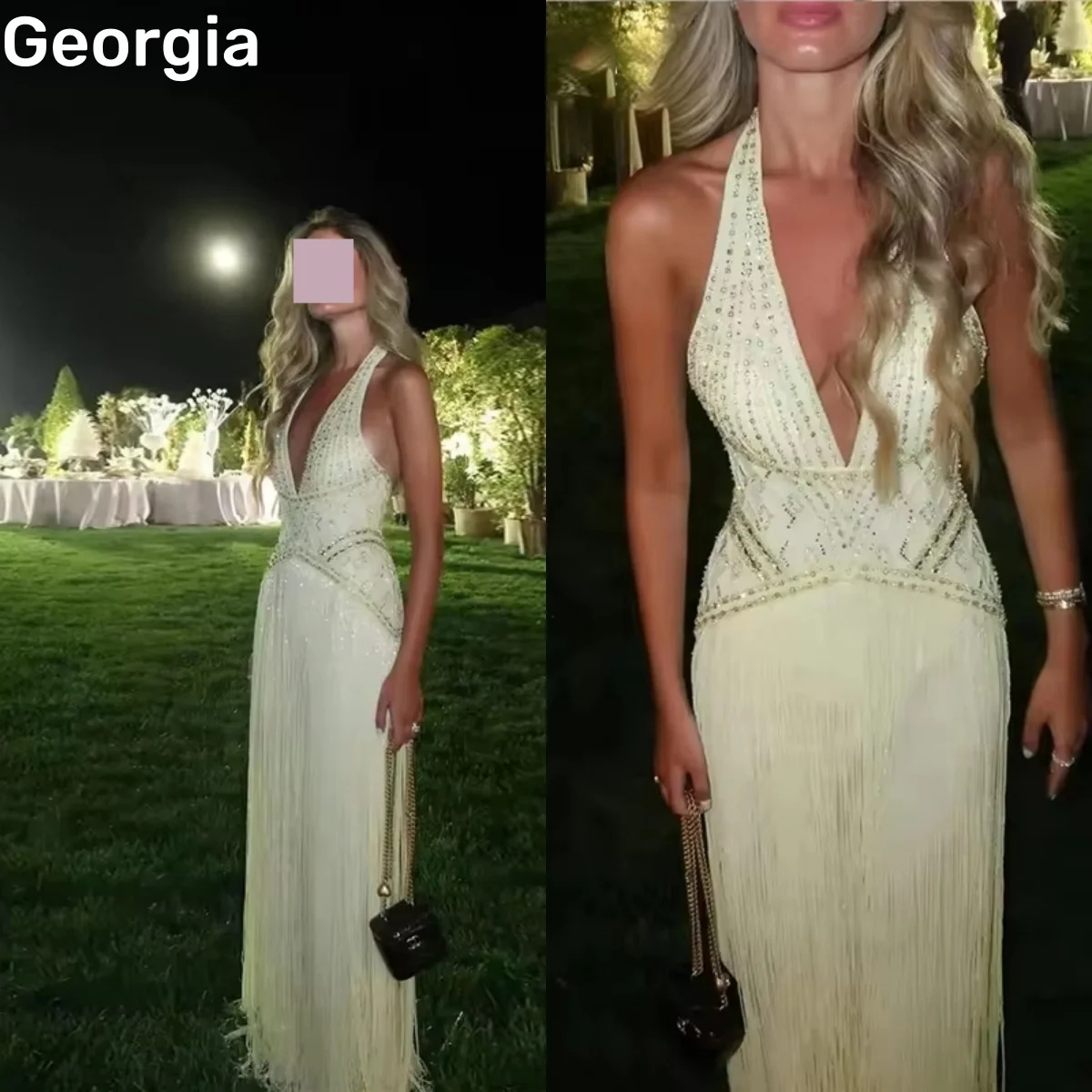 

Customize Halter Yellow Elegant Evening Dress A-Line Floor-Length Wedding Party Dress Zipper Up Sleeveless Birthday Dresses Luxu