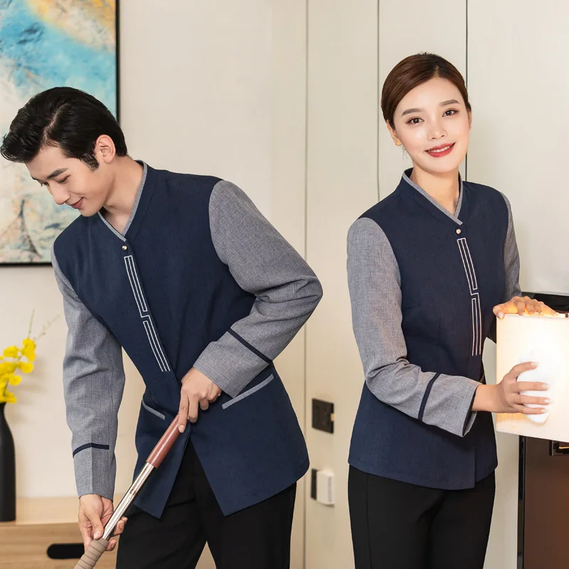 

Hotel Work Clothes Women's Long-Sleeved Business Community Property Cleaning Aunt Clothing Large Size PA Cleaner Autumn