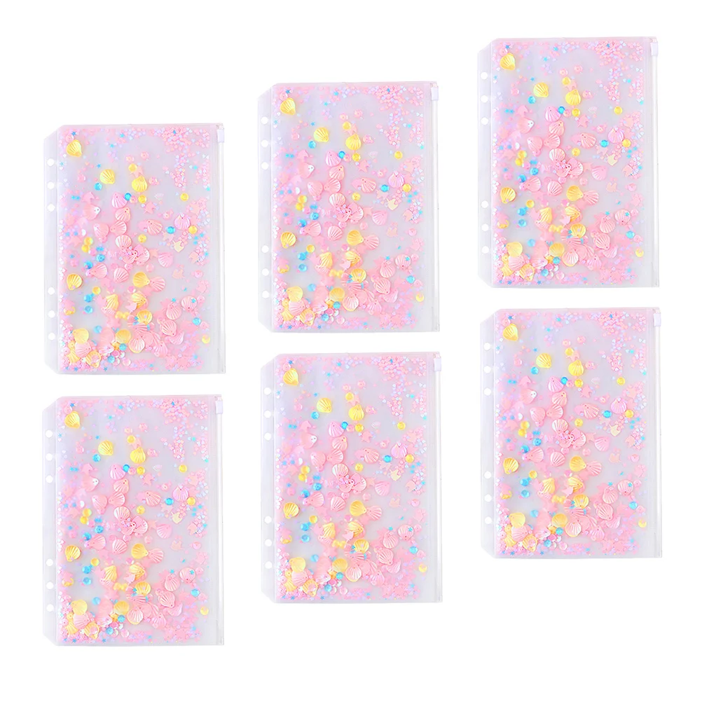 

6pcs 6 Holes A6 Zipper Binder Pouches Waterproof Pvc Storage Bags For Loose Leaf Notebook Organizer School Office Travel Folder