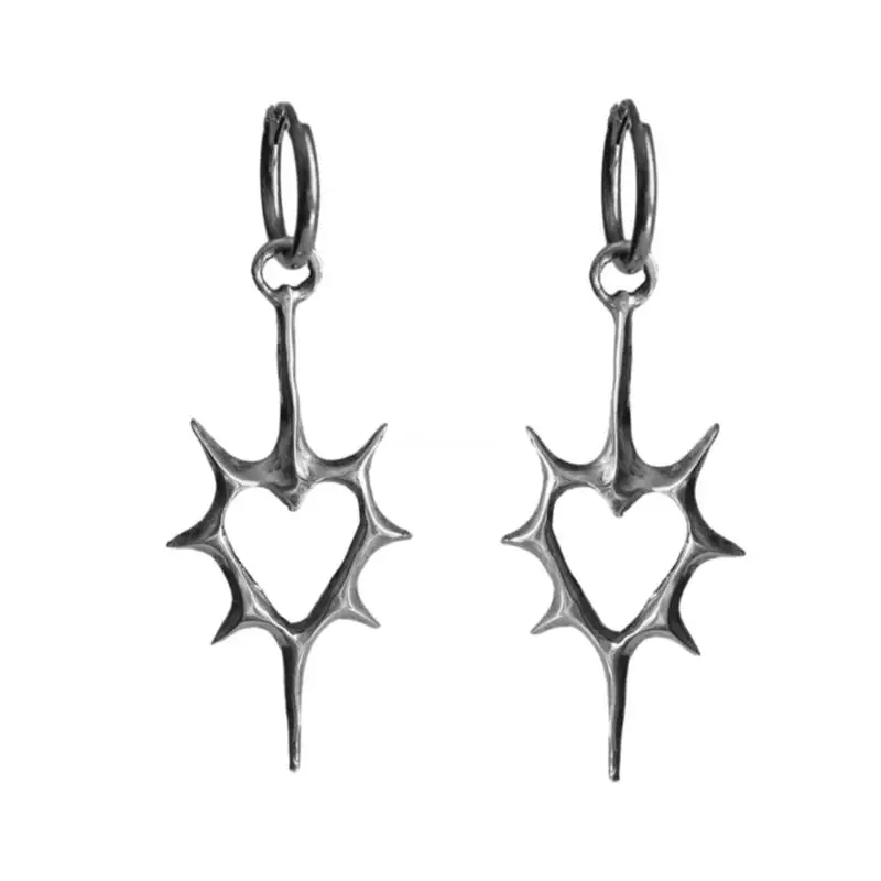 Fashion Punk Thorn Heart Hoop Earrings Gothic Huggie Earrings Party Jewelry Dropship