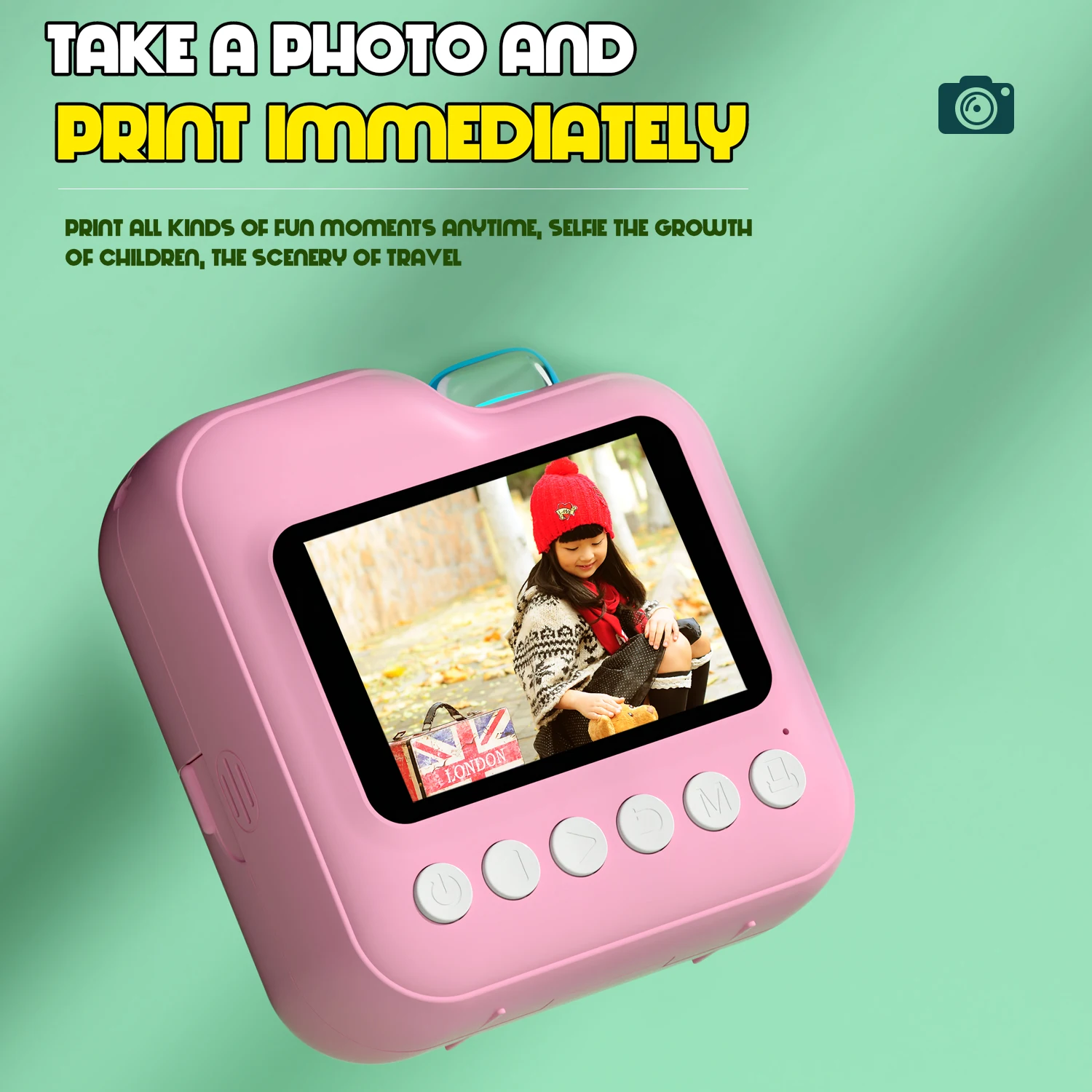 Mini appareil photo numérique pour enfants, impression instantanée, photographie, caméra vidéo, imprimante thermique, carte mémoire 32G, jouets cadeaux