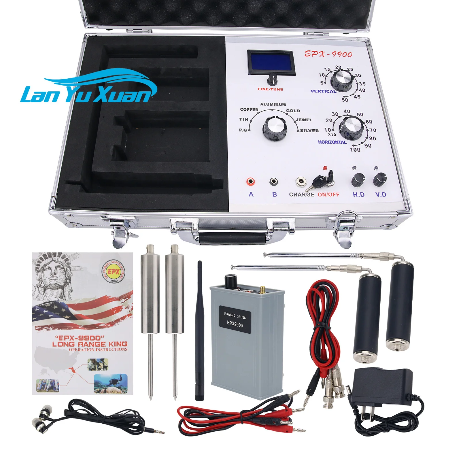 New EPX9900 Long Range Underground Gold Silver Copper Tin Jewel Metal Detector for Treasure Finder