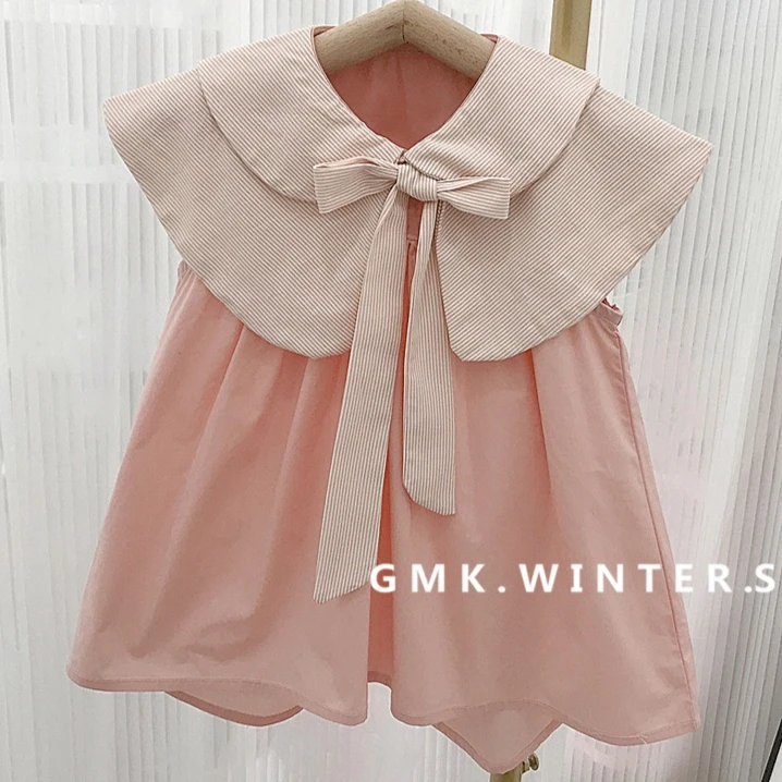 

Girl Skirt 2025 Summer New Childrens Clothing Korean Style Girl Baby Foreign Style Double Collar A Line Princess Skirt Casual