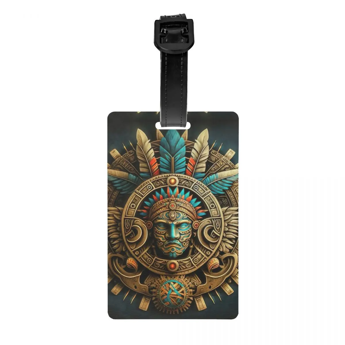 

Golden Aztec Warrior Luggage Tag Custom Baggage Tags Privacy Cover ID Label