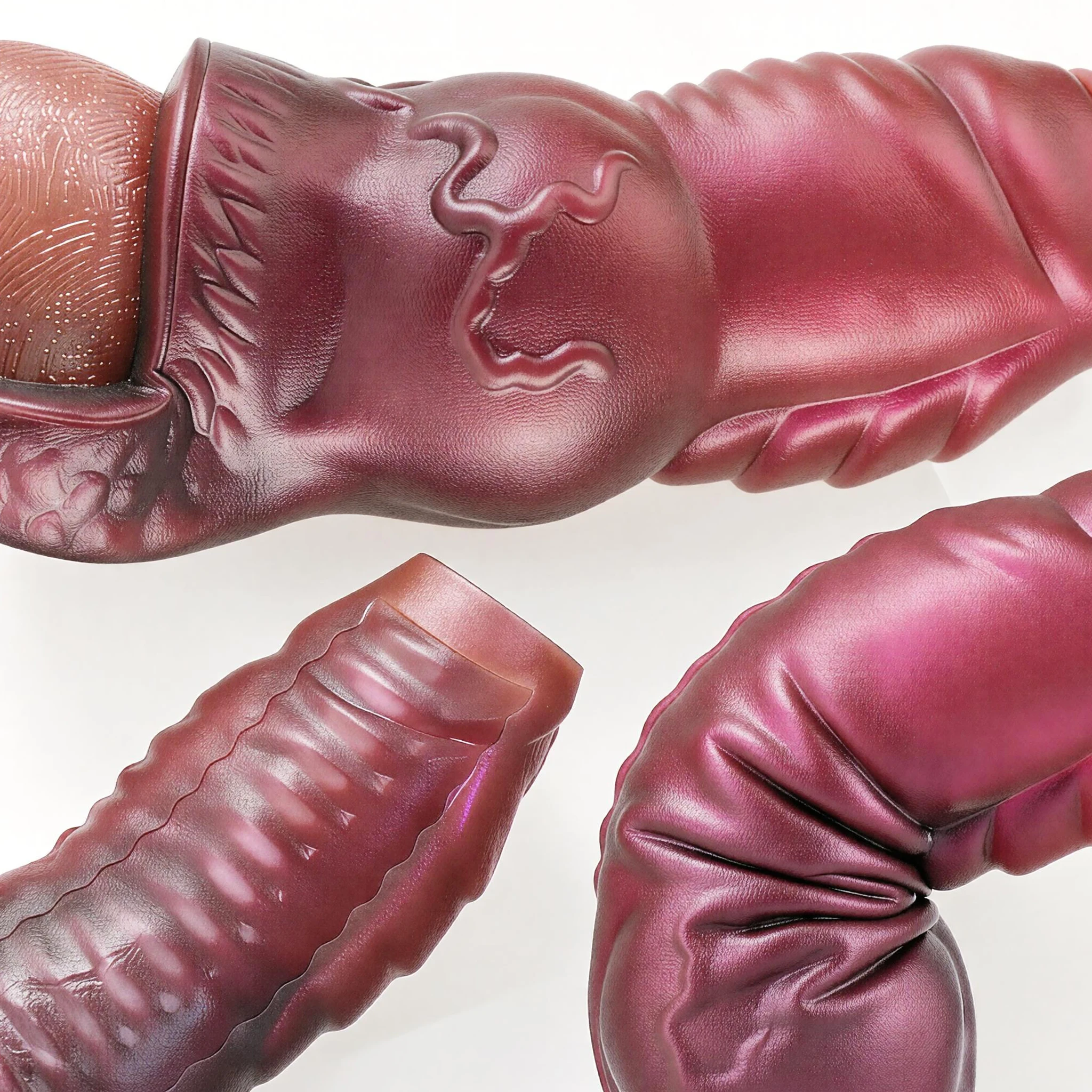 SHAZ Gradient Rose Textured Cock Sleeve, Soft Liquid Silicone Skin-Friendly Ergonomic Wearable Ring Design, Sex toys for Men 18+