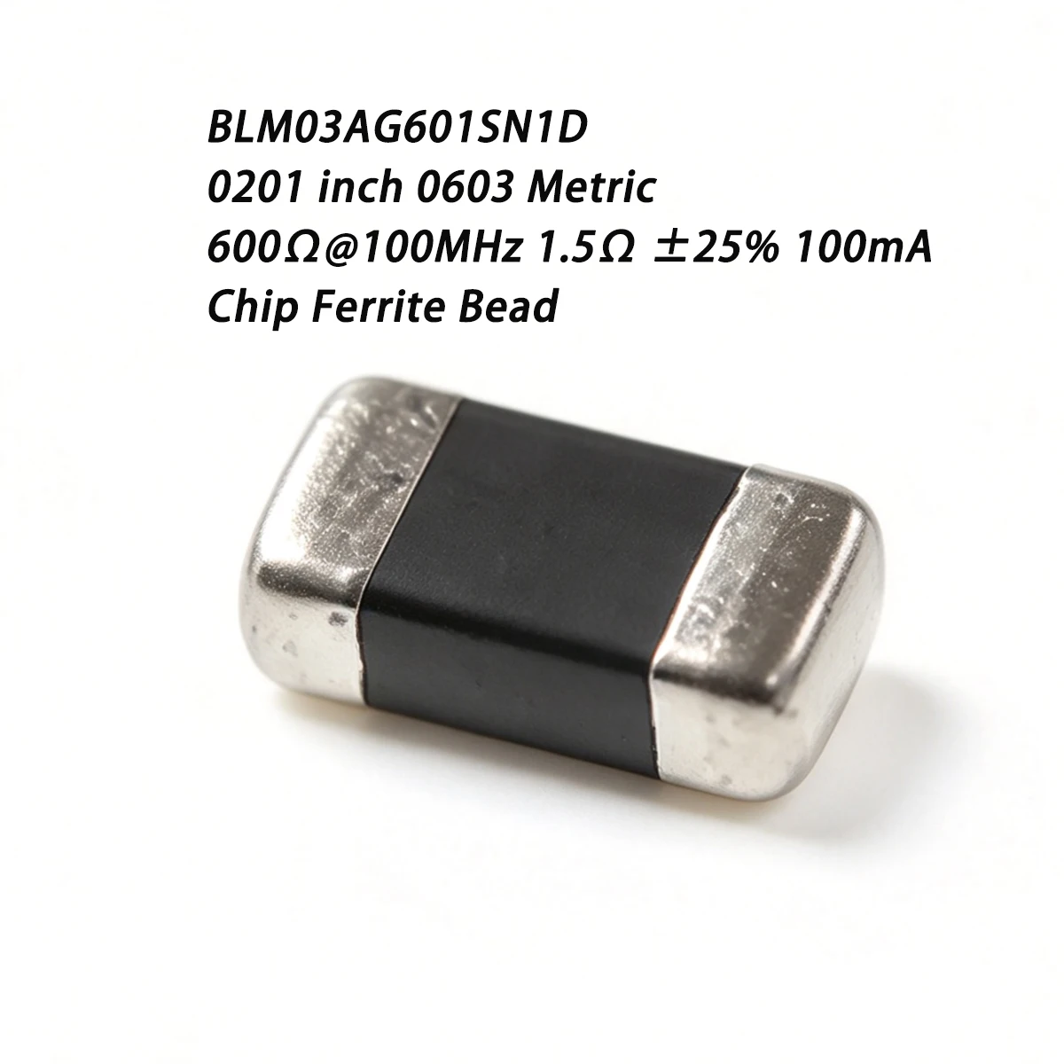 100PCS BLM03AG601SN1D 0201 inch 0603 Metric 600Ω@100MHz 1.5Ω ohms ±25% 100mA 0.1A 1500mΩ ohms NEW Original Chip Ferrite Bead