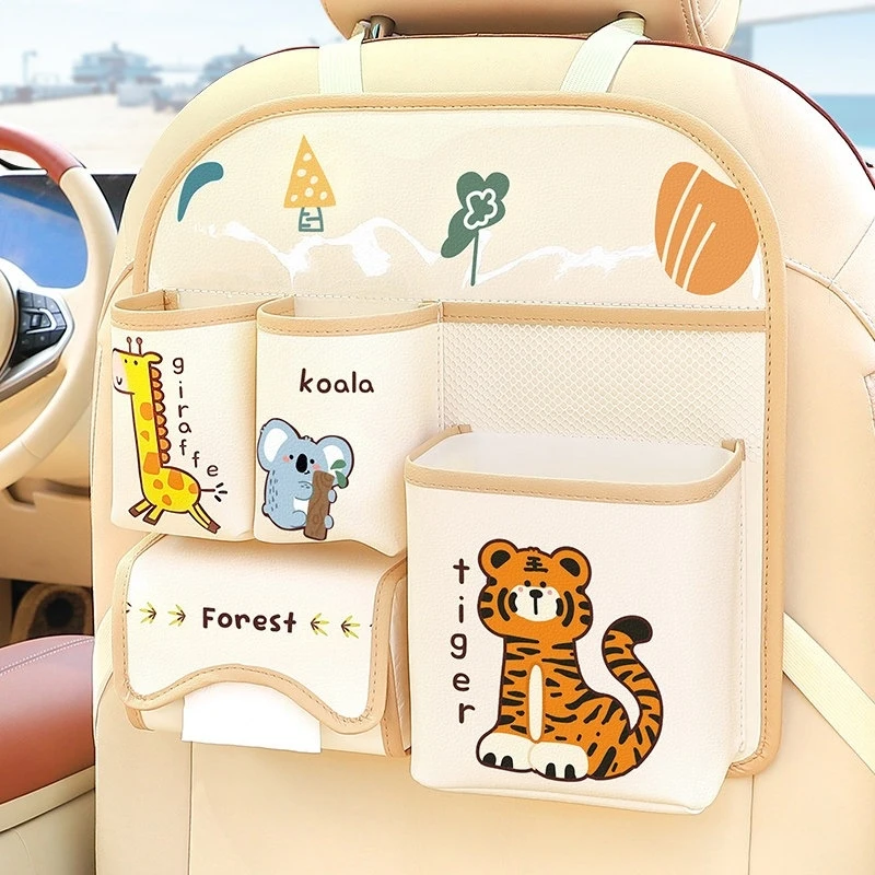 

2-in-1 Car Back Storage Bag with Tissue Box Multifunctional Rear Hanging Organizer Auto Backrest Storage Rack