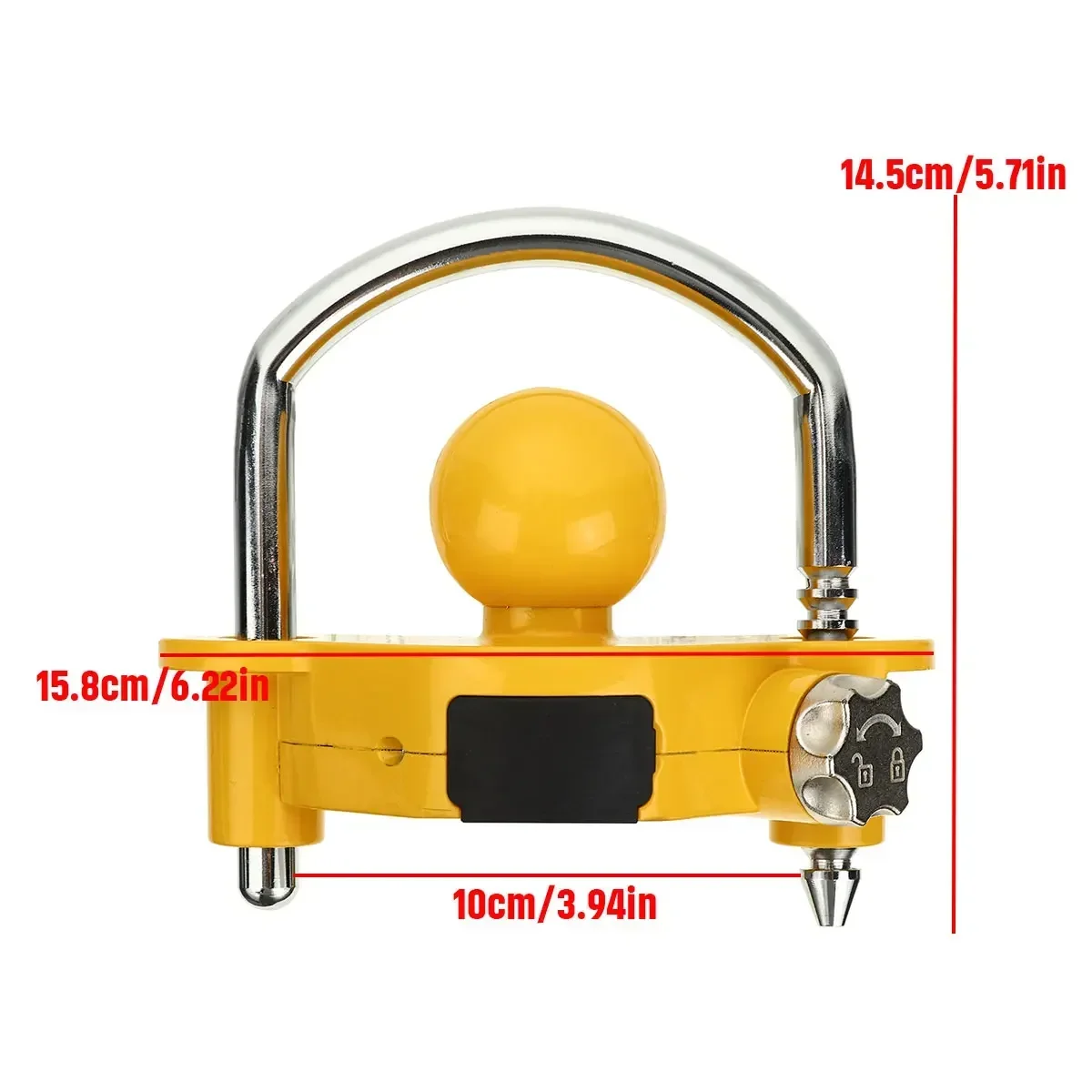 Yellow Universal Heavy Duty Hitch Lock Caravan Trailer Ball Coupler Trailer Lock Password Hitch Anti-Theft Lock