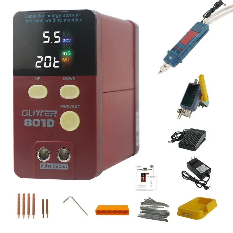 Glitter 801D 12KW Spot Welder 240V/110V 0.4mm Automatic Manual Switching 73SA Fixed Spot Welding Head 73B Spot Welding Pen