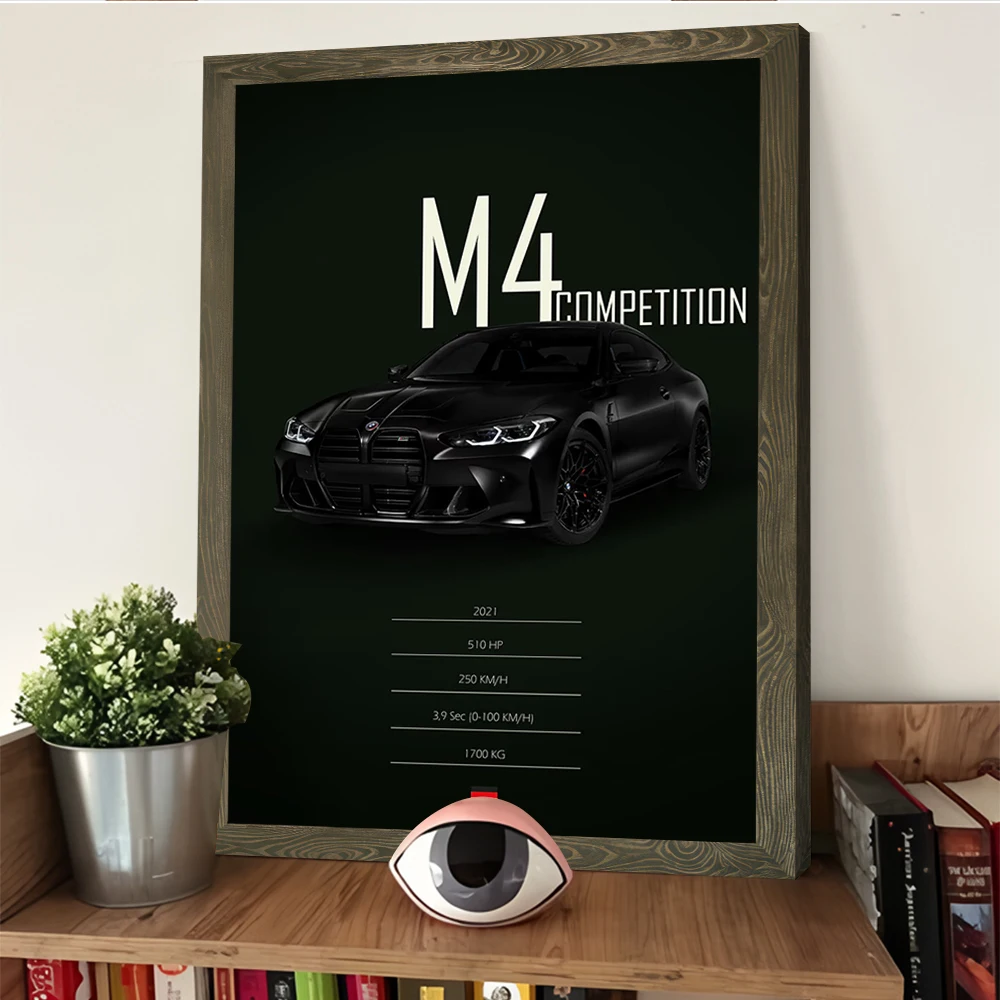 2021 سيارة رياضية M4 المنافسة الطباعة المشارك صور الرسم على لوحات القماش الجدارية ل عصا ديكو غرفة المعيشة الديكور ديكور المنزل #4