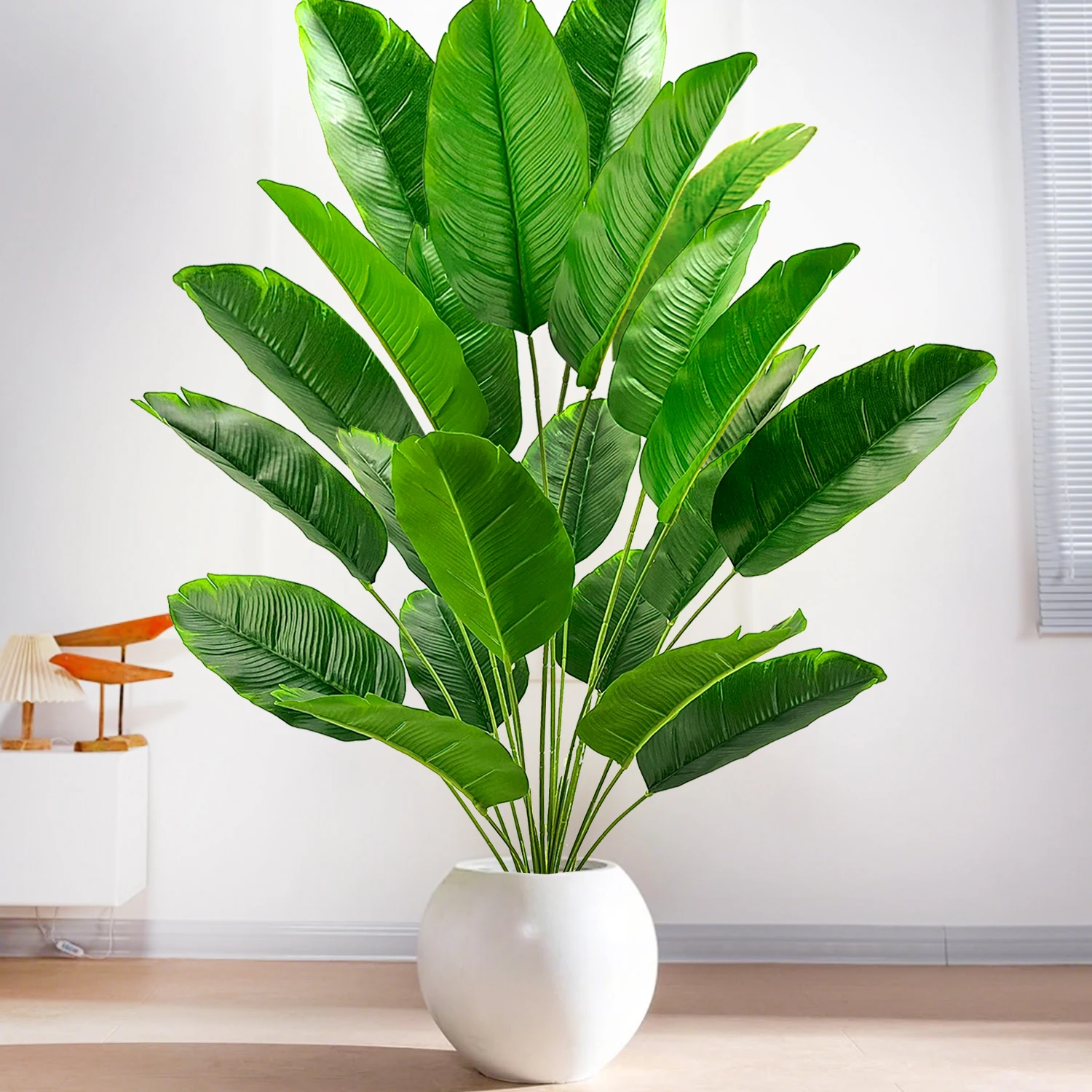65–125 cm/47,2 Zoll große tropische Palme, gefälschte Bananenpflanzenblätter, fühlt sich echt an, Strelitzia Reginae-Kunststoffpflanze für den Hausgarten – Detail 11
