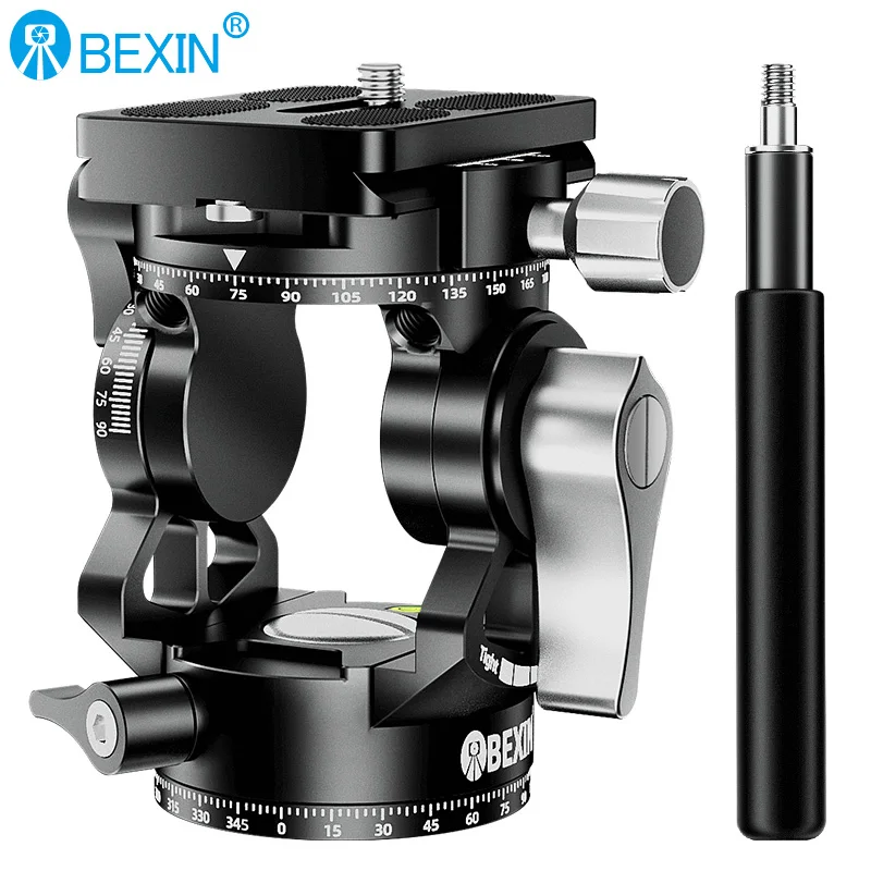 BEXIN Mini Tripod Head Lightweight Double Panoramic Camera Video Head for Tripod Arca Swiss Quick Release Plate for Dslr Camera