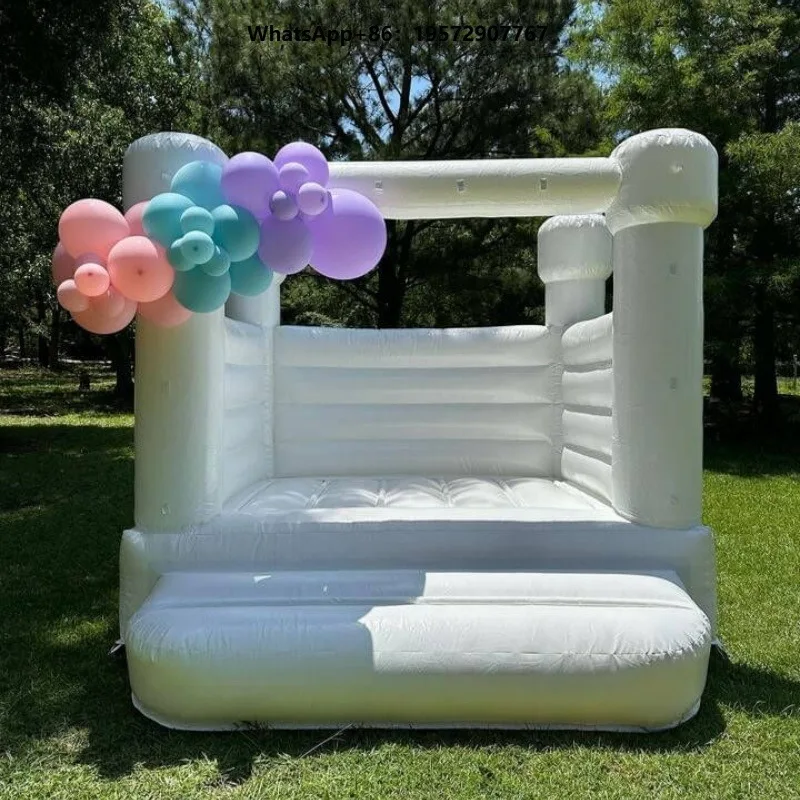 White 8x8 Indoor Soft Play Equipment Kids Birthday Bouncy Castle Toddler Jumper Castle Inflatable Bounce House