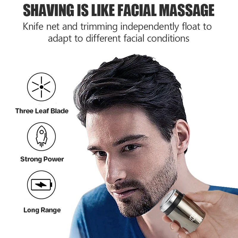 Small Modern Shaver Electric Mens Mini Travel Portable Beard Knife Washable Boyfriend Electric Shaver Wet Dry Dual Use Type-C