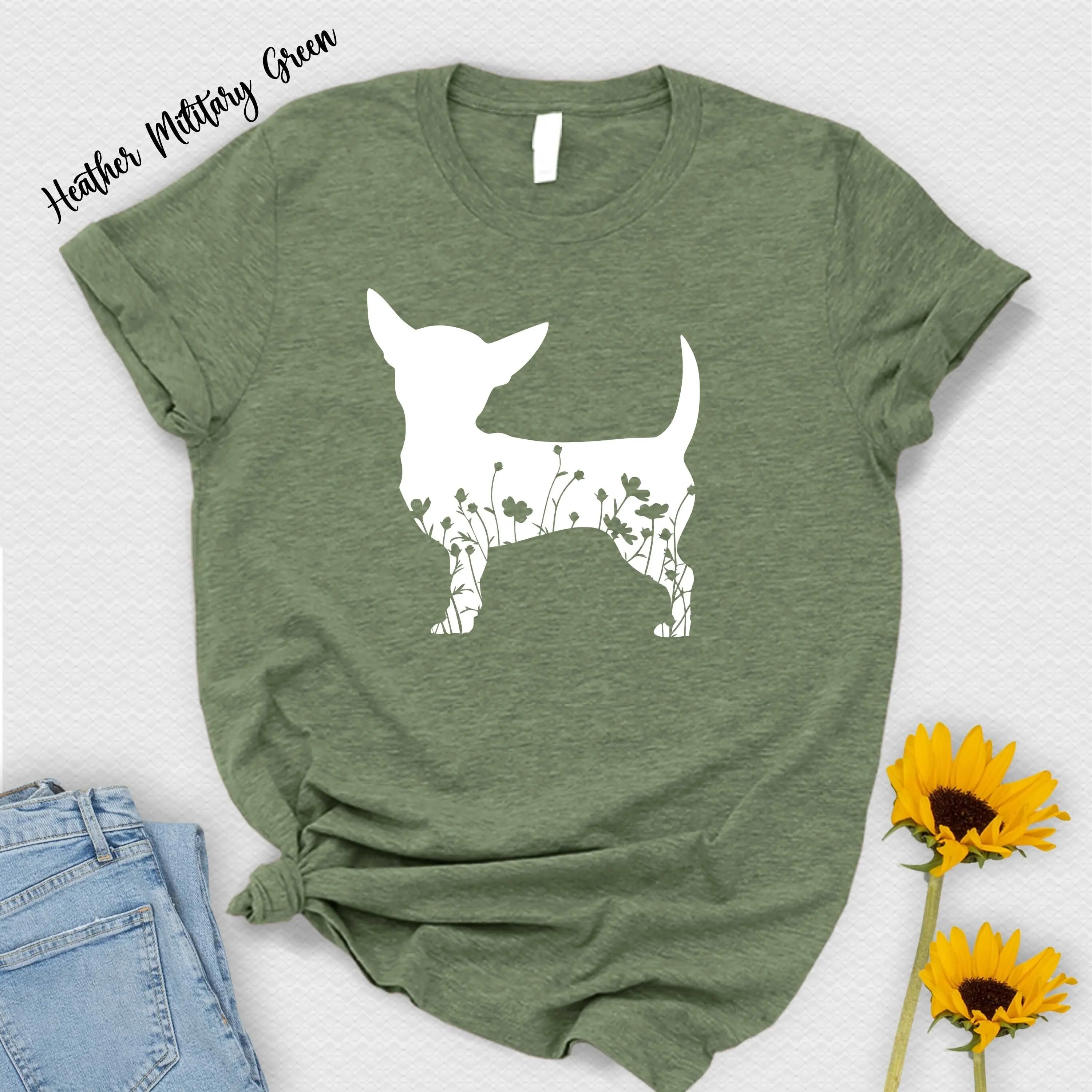 Floral Chihuahua Dog T Shirt For Dad Funny Summer PeT Mom Spring Outdoor Nature Camping