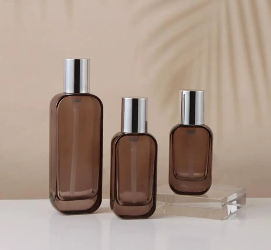 100ml brown glass bottle silver pump serum/lotion/emulsion/foundation/essence toilet toner water skin care  cosmetic packing