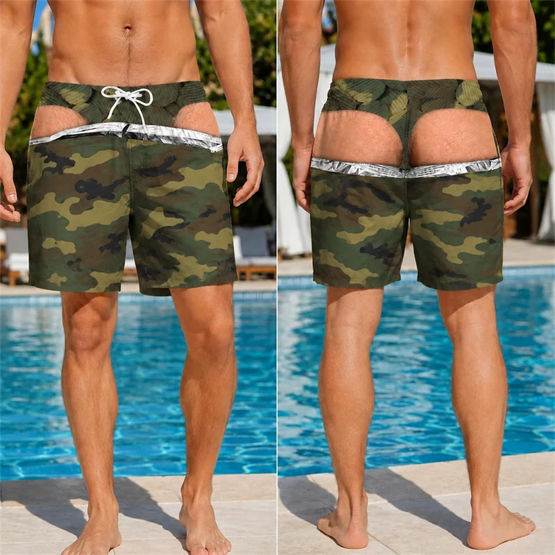 Lustige Herren-Badeshorts mit Fake-Po-Print, Sommer-Hawaiian-Freizeit-Badehose, Neuartige Camo-Muster-Boardshorts, Bademode 2026 – Detail 6