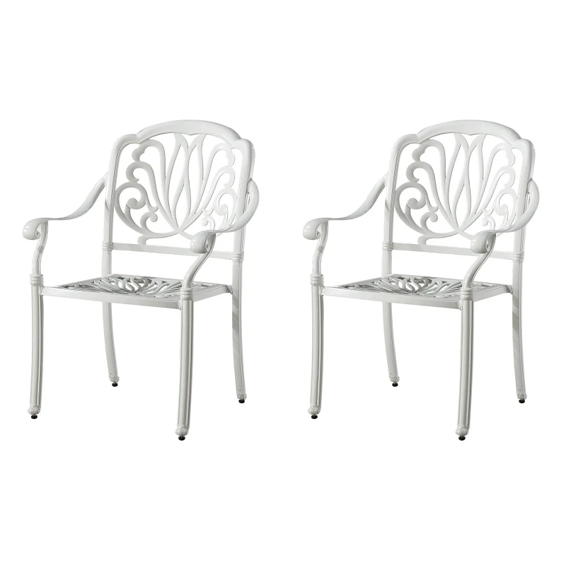 

Стул из литого алюминия, белый, уличный, металлический, для бистро, всепогодный, для патио, изысканный, для сада и веранды