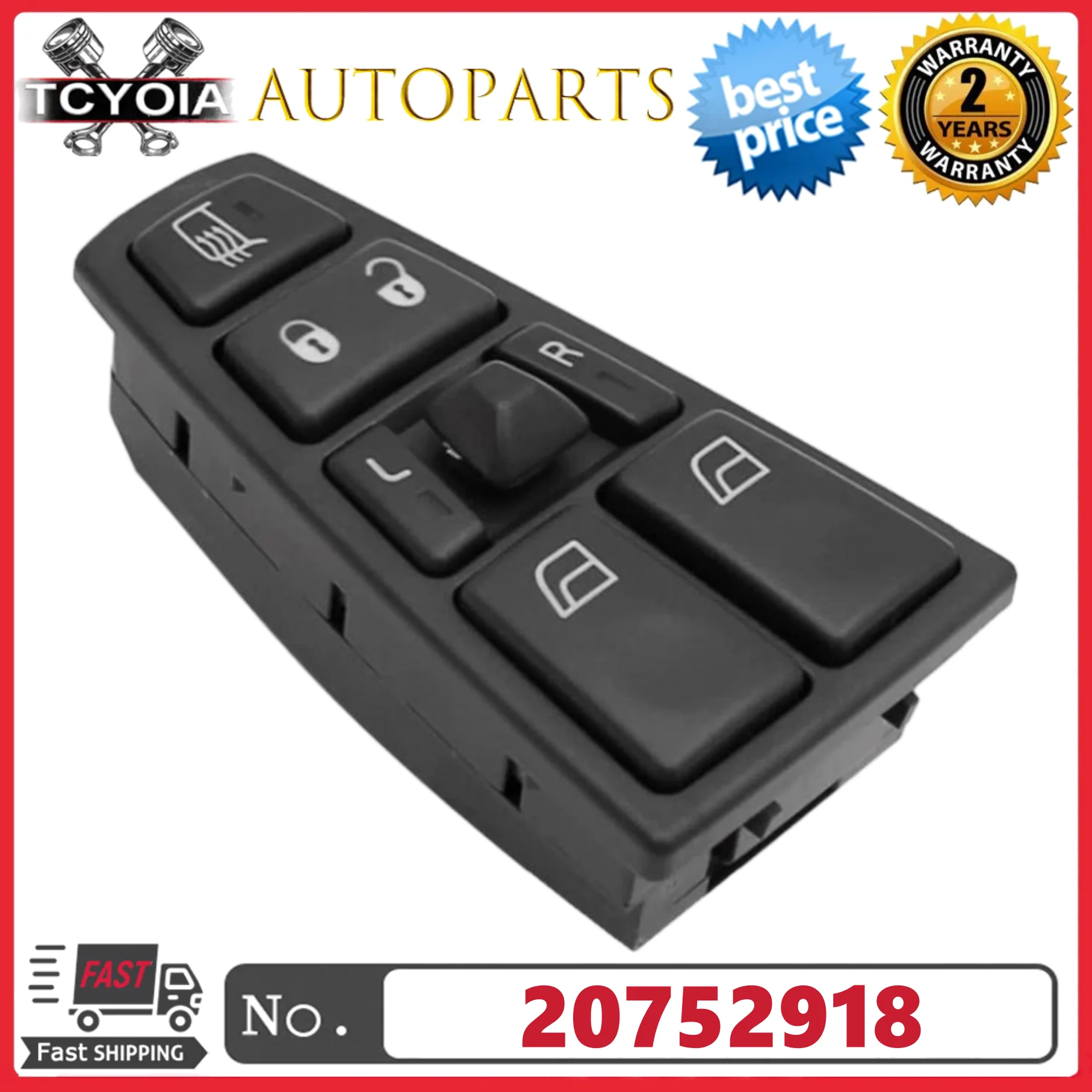 

Power Window Switch 20752918 20953592 20455317 20452017 21354601 21277587 For Volvo Truck FH12 FM12 FM9 FM VNL 2004-2012