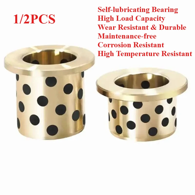 1/2PCS JFB Oilless Bearing Inner Diameter 5 6 8 1012  14 15 16mm  Flanged  Copper Bushing with Solid Lubricant  Self-Lubricating