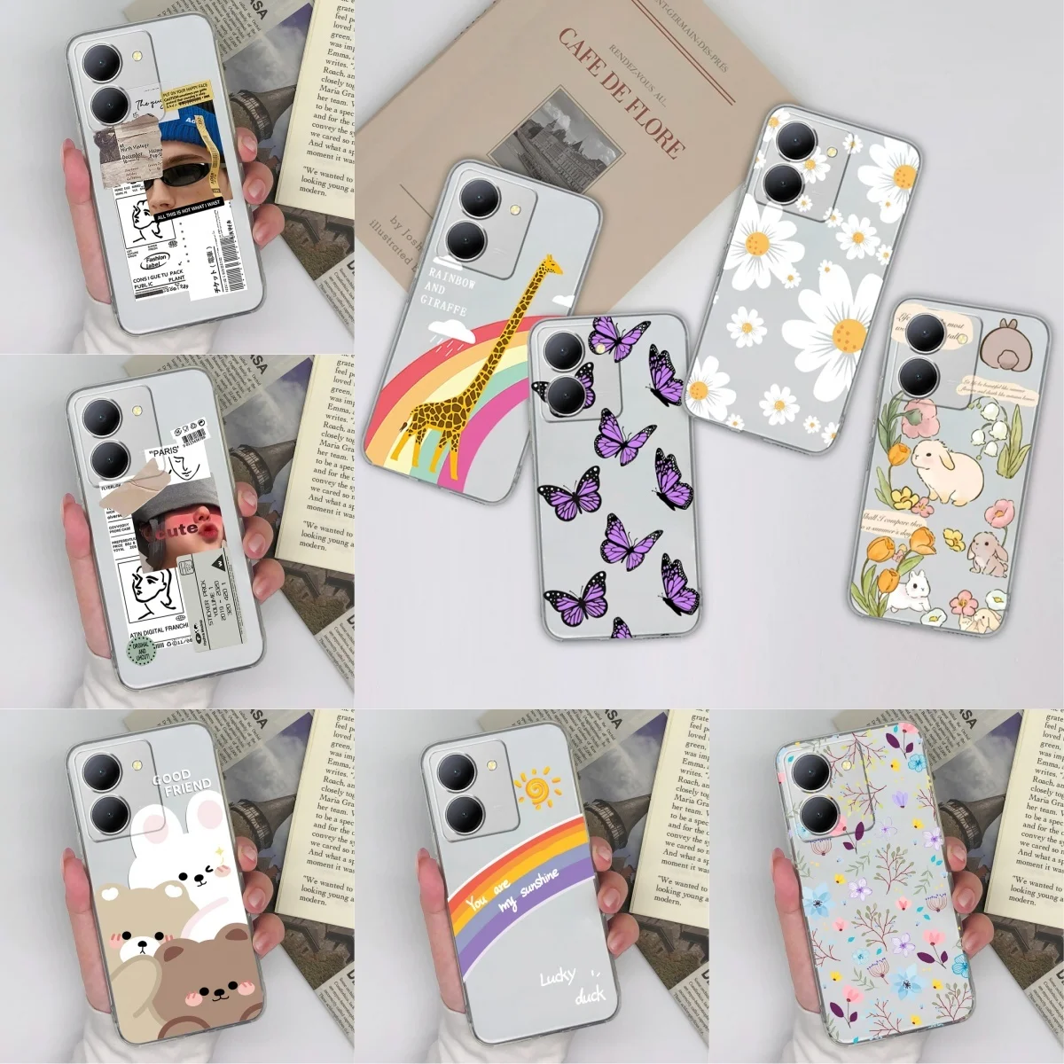 For Vivo Y35 Y36 Y37 4G 5G Cases Rainbow Giraffe Clear Silicone Shockproof Fashion Simplicity For Vivo Y 35 Y 36 Y37 Shell Funda