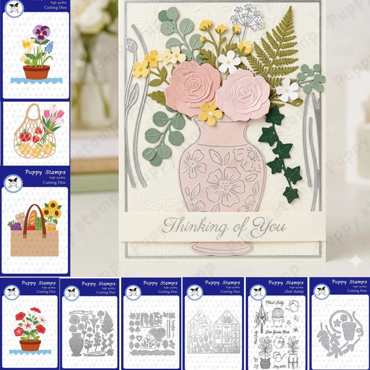 

Vase Plants House Metal Cutting Dies Clear Stamps for DIY Making Card Scrapbook Embossed Paper Craft Template Decoration 2026