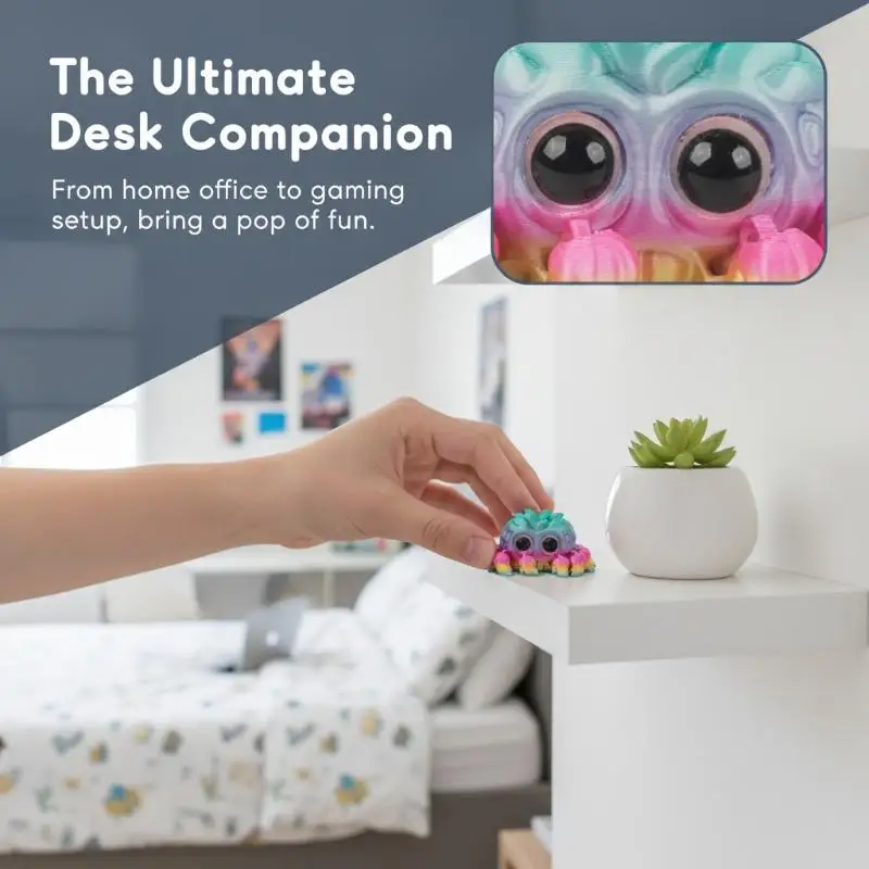 3D Printed Cute Spider Decoration Movable Joints Biomimetic Animal Figurine for Home Shelf Desk Ornament Kids Gift