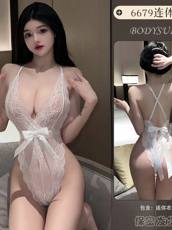 Mesh Doorschijnende Lingerie Sexy Kanten Jumpsuit Perspectief Bodysuit Hangende Rompertjes Vrouwen Crop Tops Gebreide Top Body Pakken 74qi