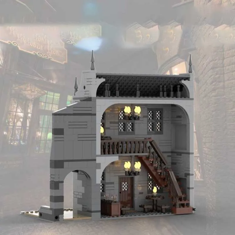 Filmmodell Moc Bausteine Straße – The White Wyvern Pub Modell Technologie Modulare Blöcke Geschenk Weihnachtsspielzeug DIY Set Montage