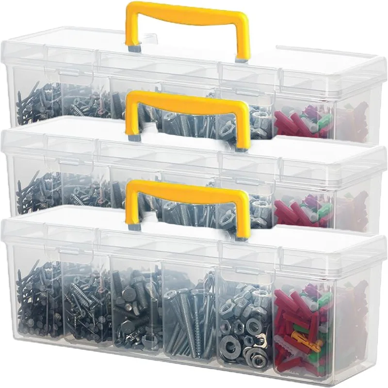 Clear Plastic Handheld Toolbox Portable Cases Multi-Function Screw Drilling Storage Container Home Hardware Tools Cases
